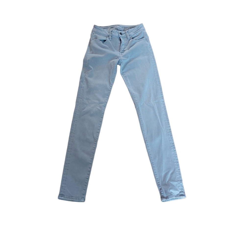 American Eagle Outfitters 00 Jeans Pants Skinny Straight Light Blue Gray